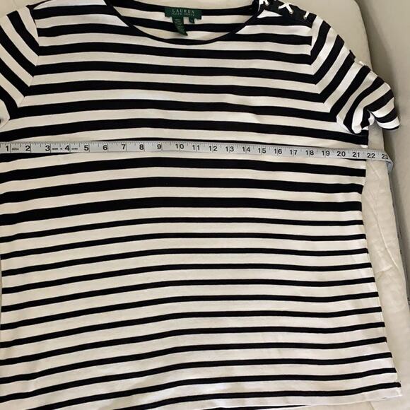 Ralph Lauren Black White Striped Nautical Inspired Top with Rope detailing 1X - Picture 6 of 9